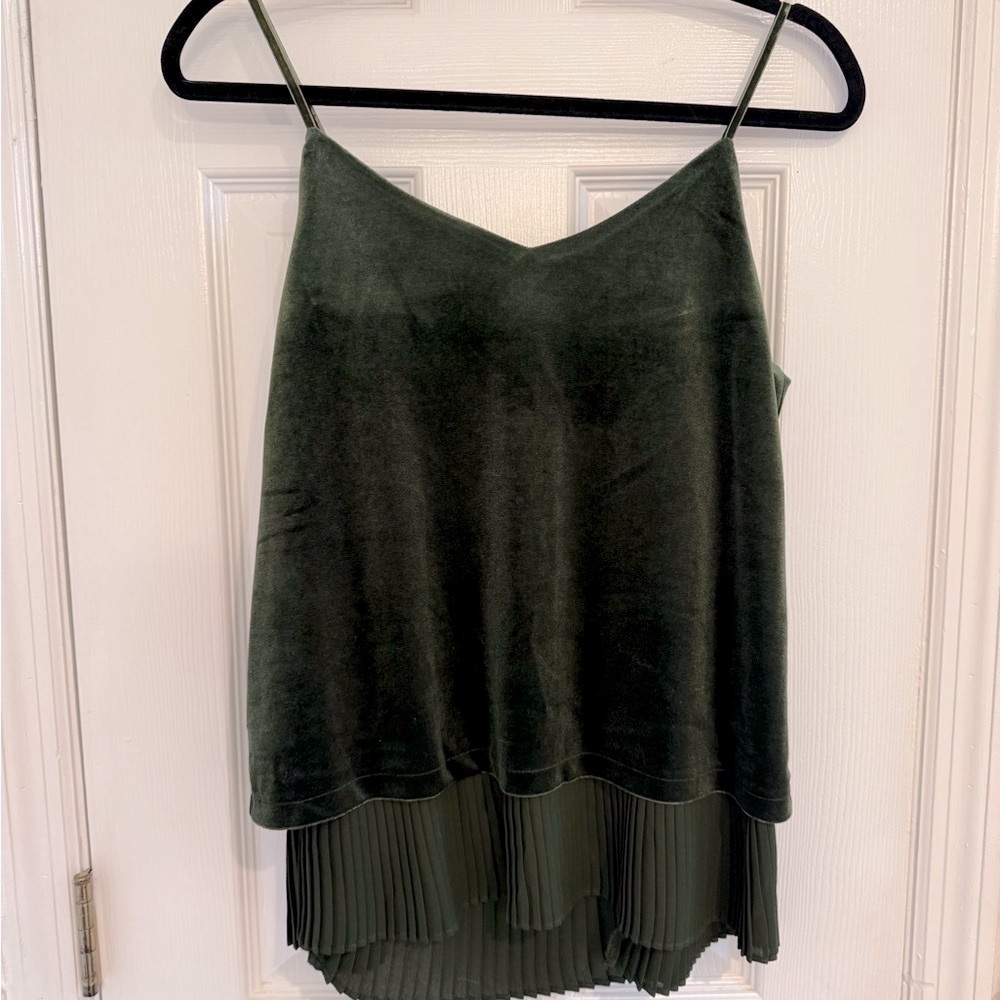 Dark Green Velvet Layered Camisole Top